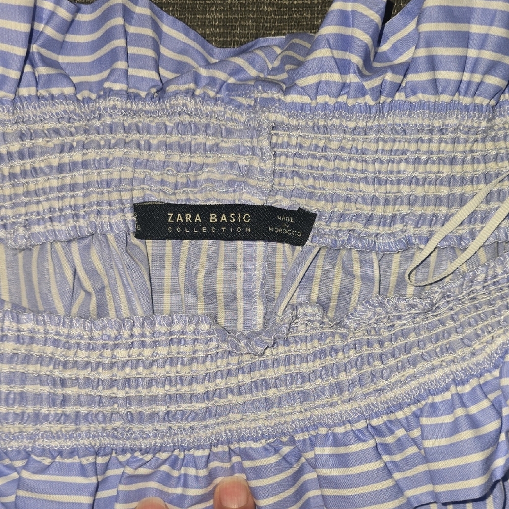 Zara Blue and White Striped Top